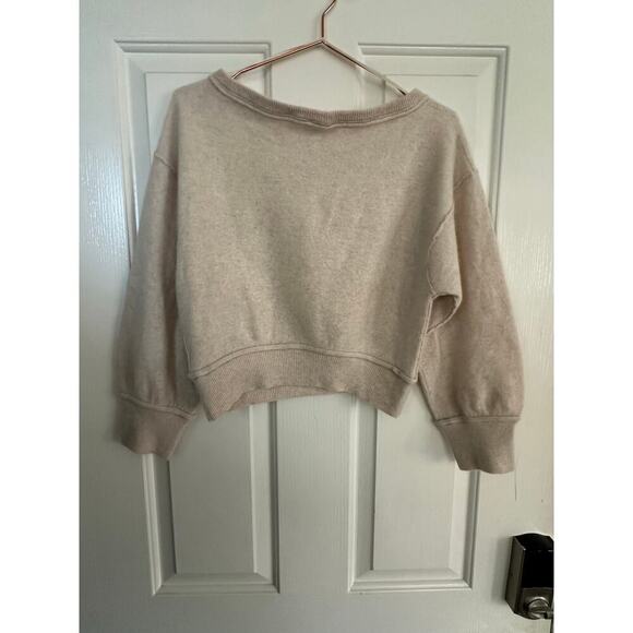 Free People Women's Cream Love Like This Cashmere Pullover Sweater Size Medium - Picture 3 of 7